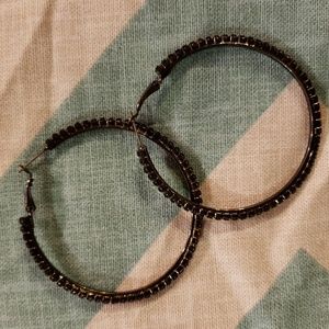 Black, rhinestone hoop earrings 🖤